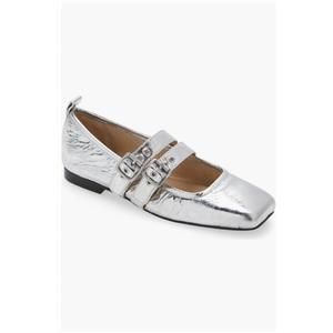 NEW DOLCE VITA women's ashlyn mary jane flats in silver distressed leather